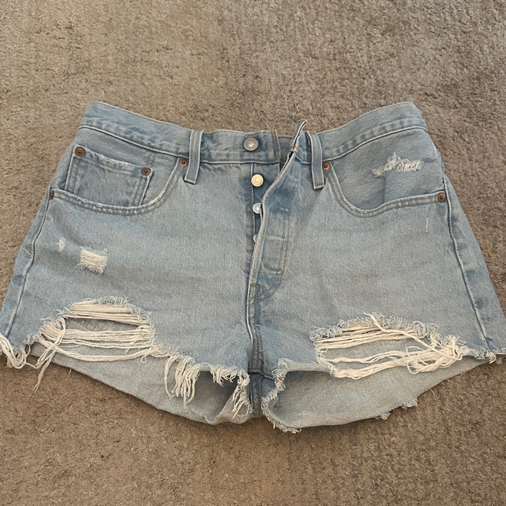 Levi’s Blue Distressed Denim Shorts